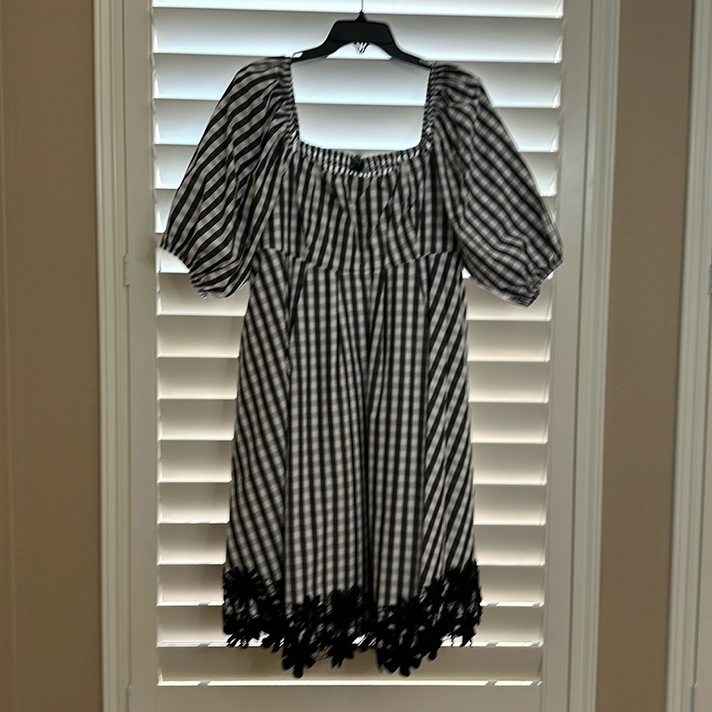 Kate Spade Gingham Dress with Floral Details